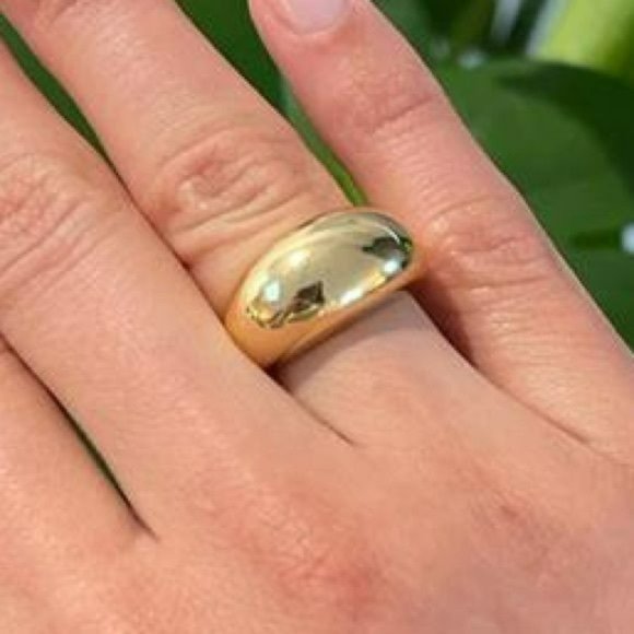 Size 7 Womens Gold Plated Retro Smooth Surface‎ Dome Unisex Finger Ring J… - Picture 7 of 10